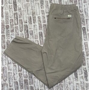 Vuori Ripstop Pants Men Large Beige V461 Elastic Waist Zip Pocket Travel Climber